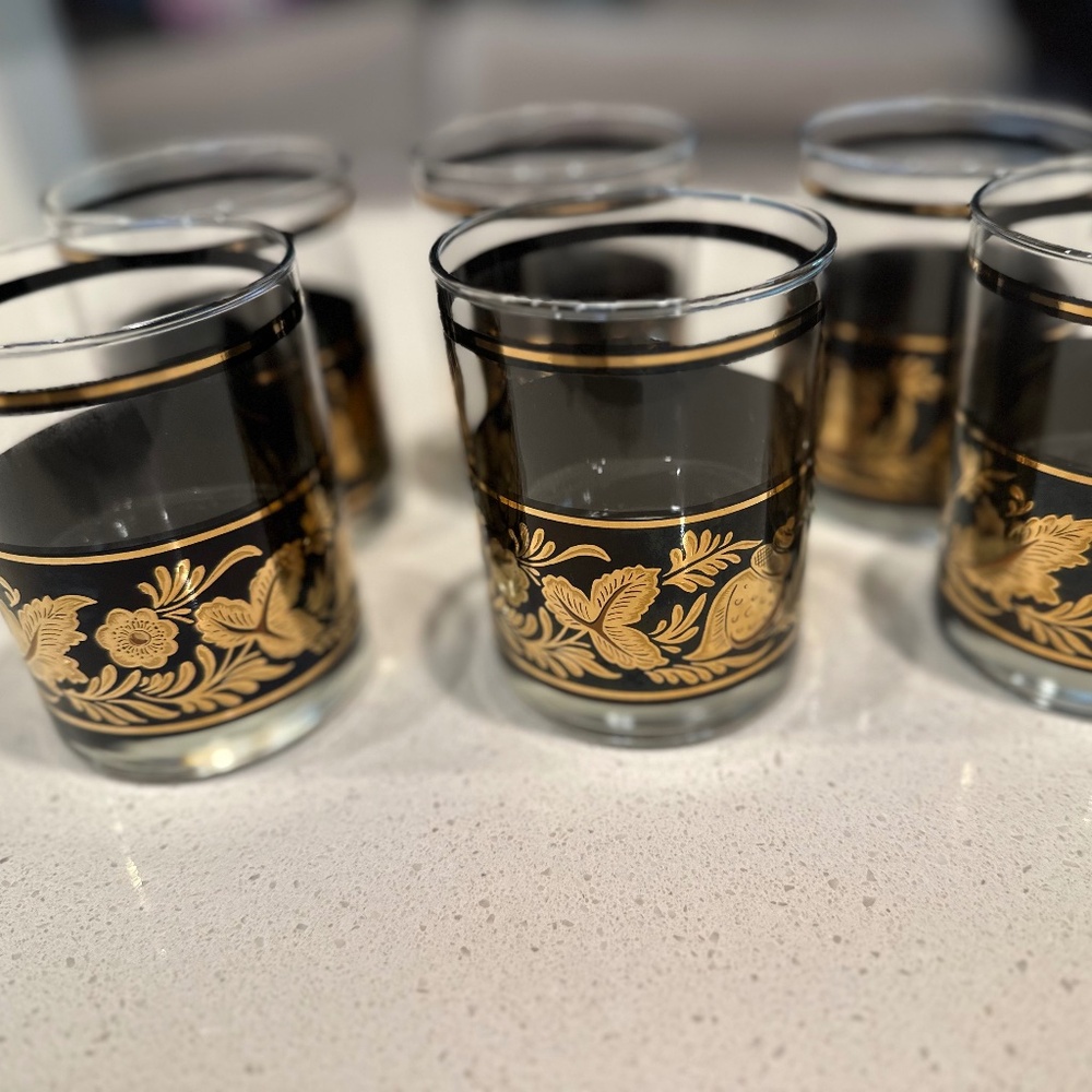 Vintage Mid century Ceramic 22k Ceramic glasses